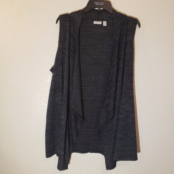 LOGO By Lori Goldstein Sz 1X Grey Marled Knit Draped Sweater Vest - Picture 1 of 6